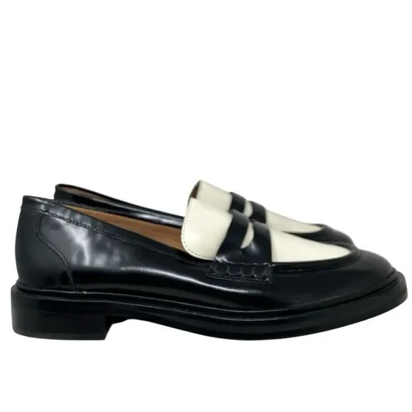 Madewell Black Ivory Leather Penny Chunky Loafers Vernon - Picture 2 of 12